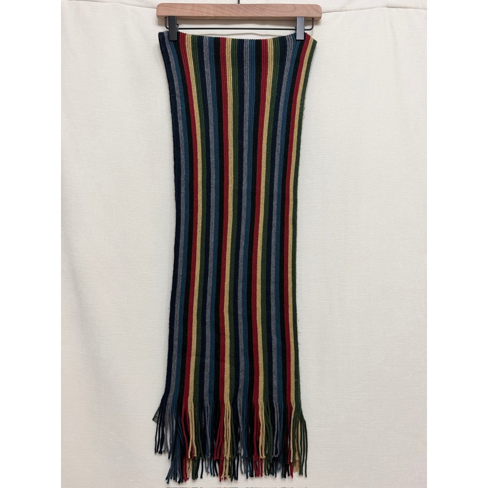 Eddie Bauer Unisex Scarf Striped Multi-Color Ribbed Knit Fringe Winter Outdoorsy
